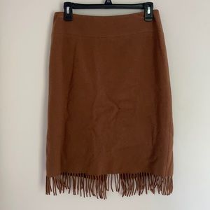 Jones New York Signature Brown Fringed Wool Skirt